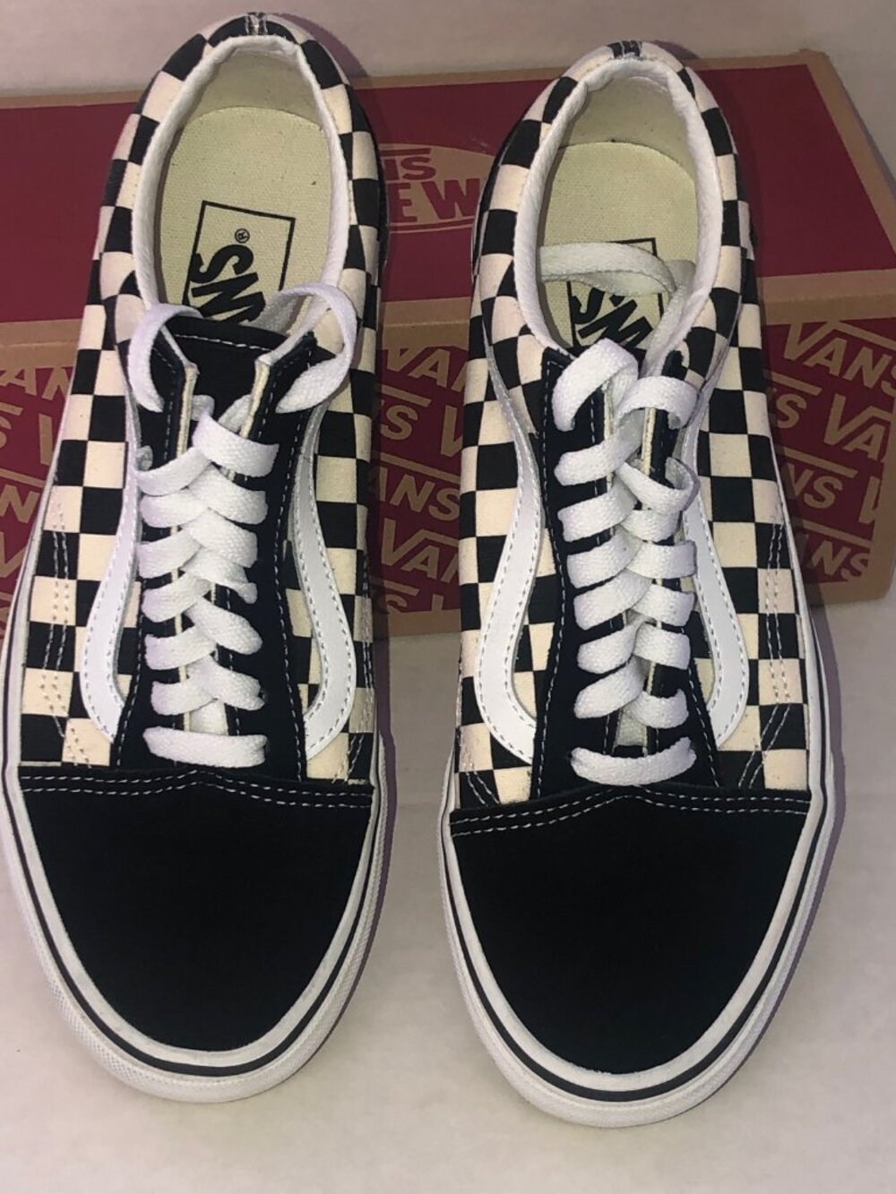 VANS Skateboard Laced Sneakers with RED stain / otherwise pretty nice women's